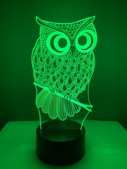Lampe 3D DEL Hiboux