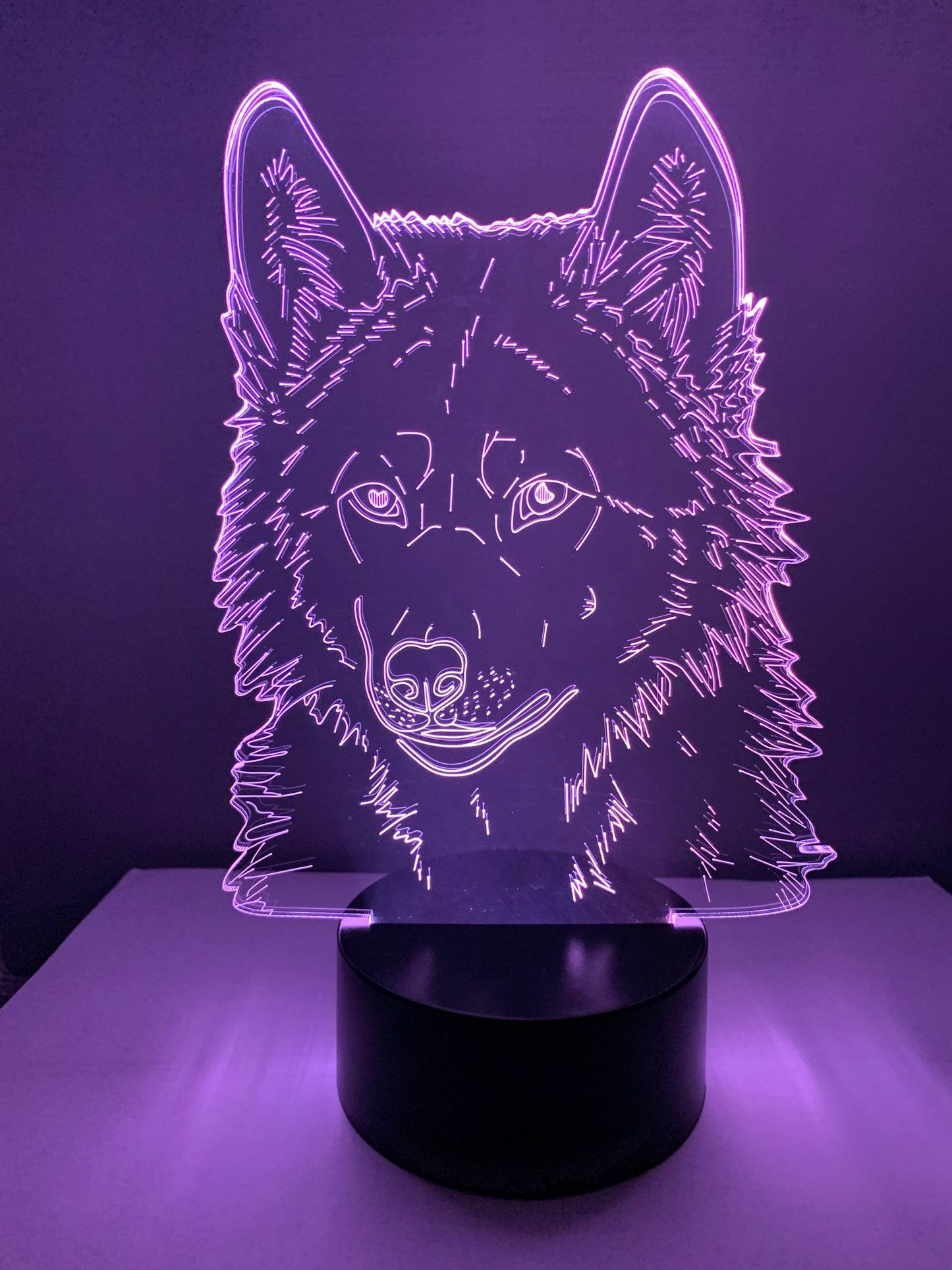 Lampe 3D DEL Tête de Loup (Chien)