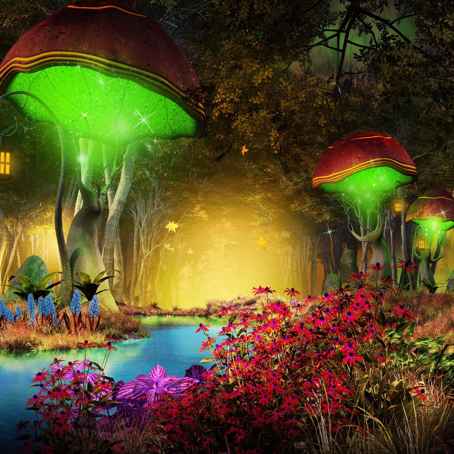 Housse de coussin Aux pays des champignons