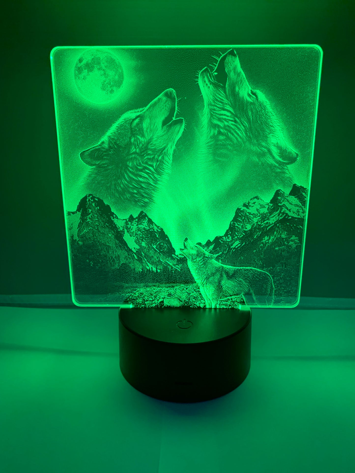 Lampe DEL Photo Réaliste Loups hurlant à la pleine lune 🌕