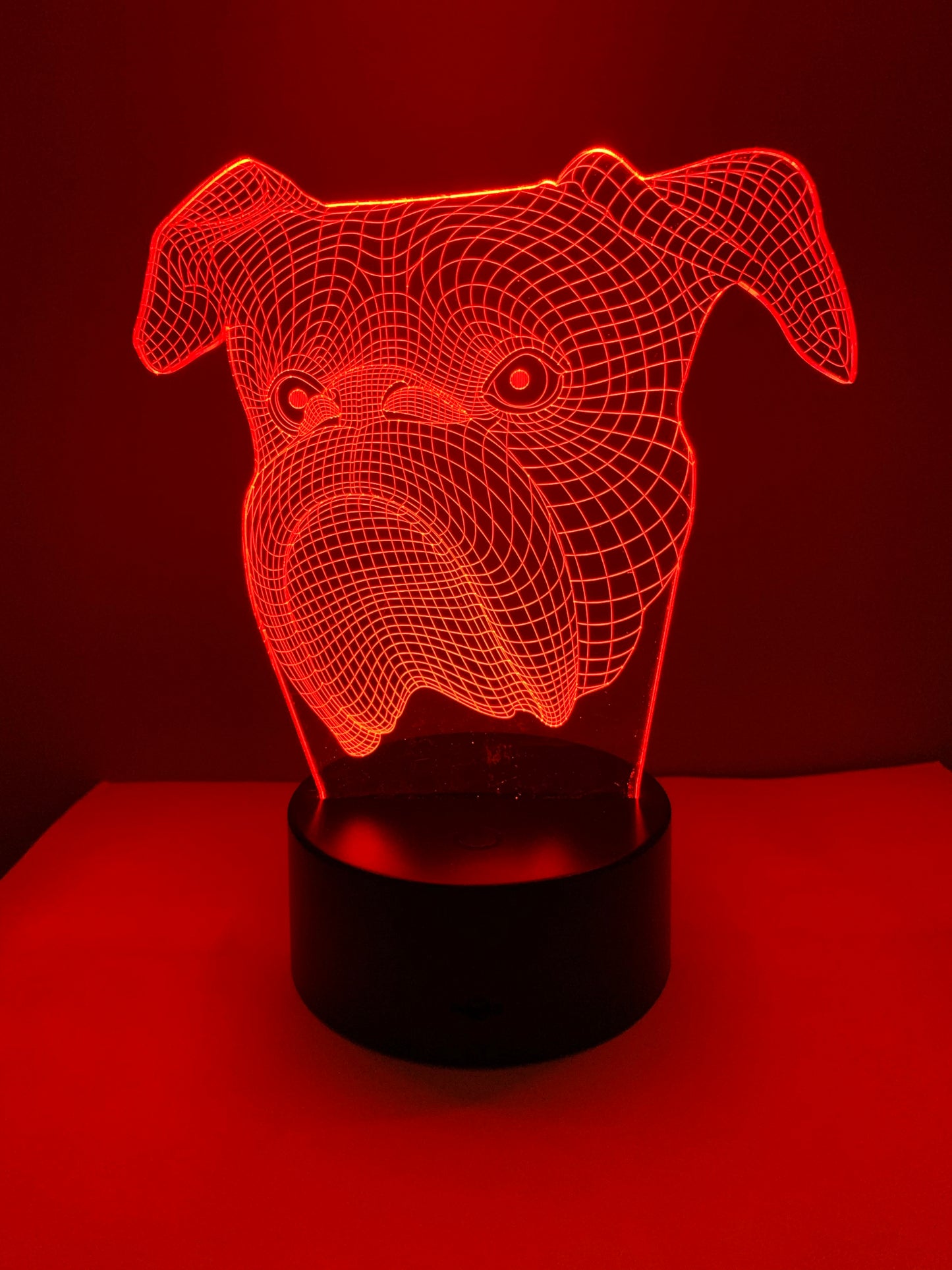 Lampe 3D DEL Tête Chien Bulldog