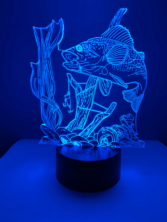 Lampe 3D DEL Pêche Gros Poisson
