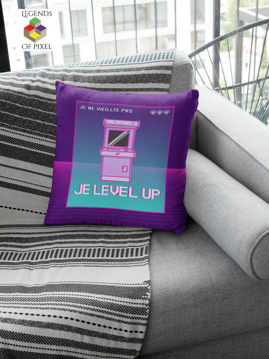 Housse de coussin Je ne vieillis pas JE LEVEL UP