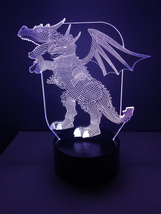 Lampe 3D DEL Dragon à 3 têtes