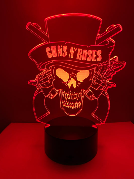 Lampe 3D DEL Guns N' Roses (Tête de mort)