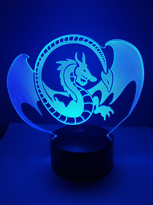 Lampe 3D DEL Logo Dragon