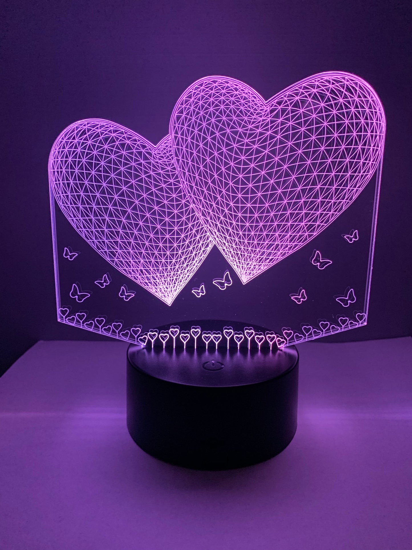 Lampe 3D LED Coeurs et Papillons