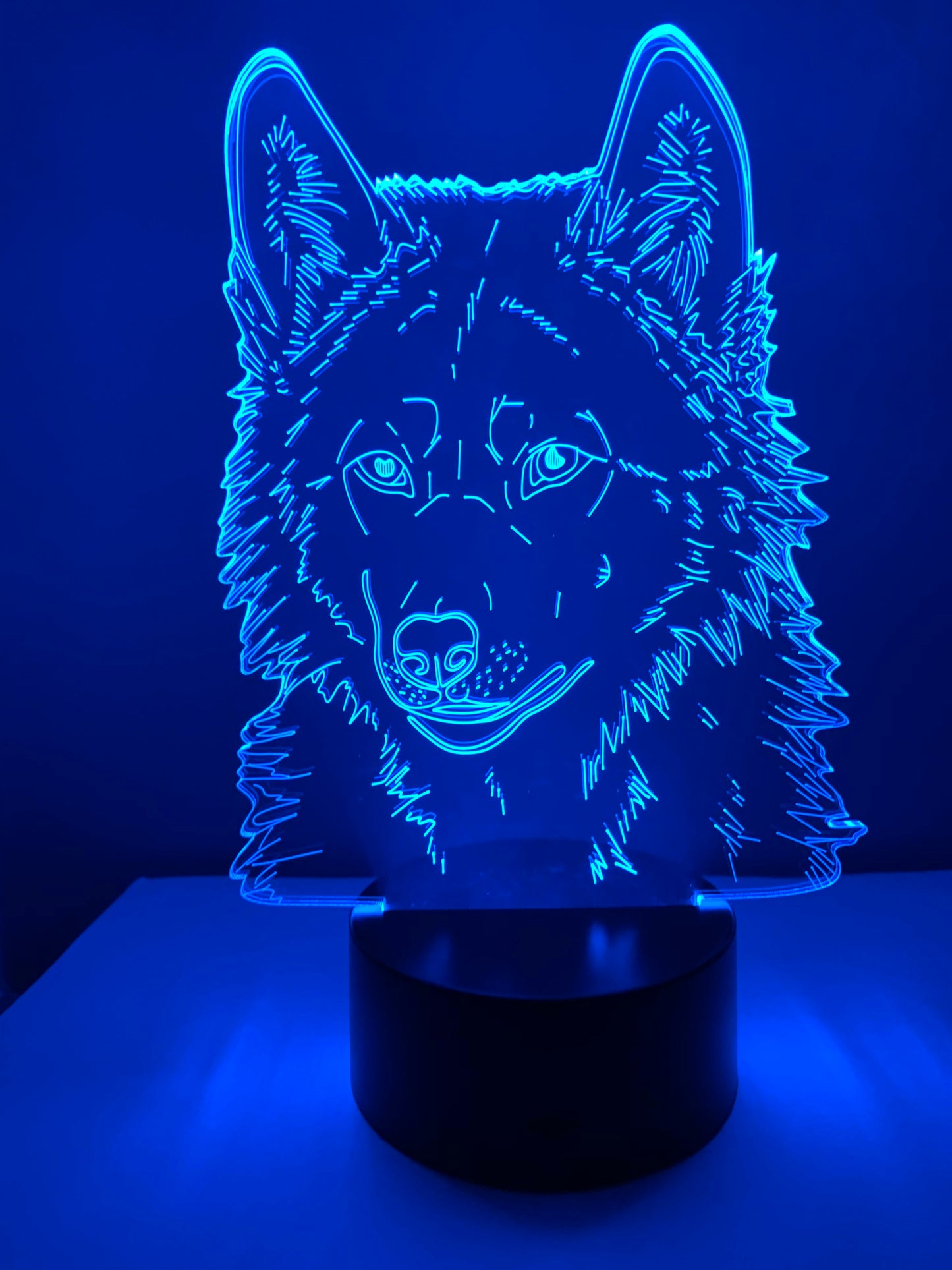 Lampe 3D DEL Tête de Loup (Chien)