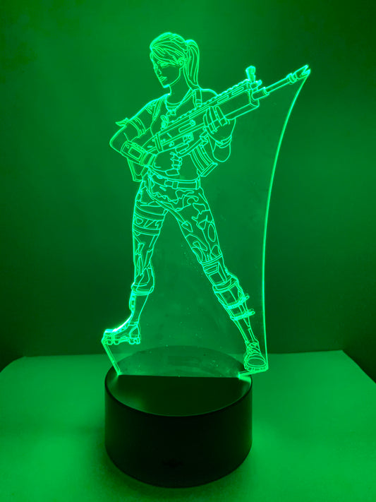 Lampe 3D DEL Femme Soldat