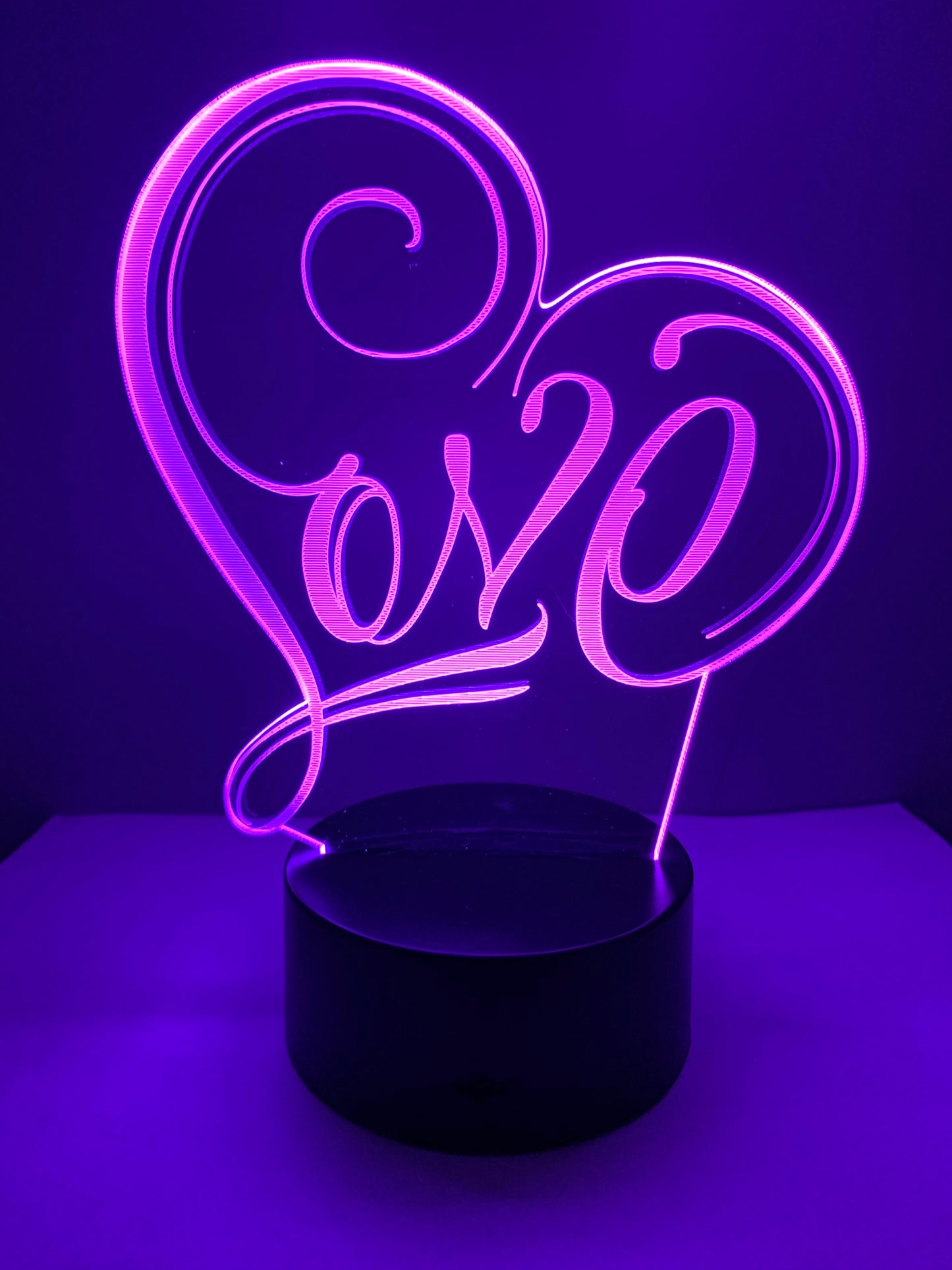 Lampe 3D DEL Coeur Love Amour