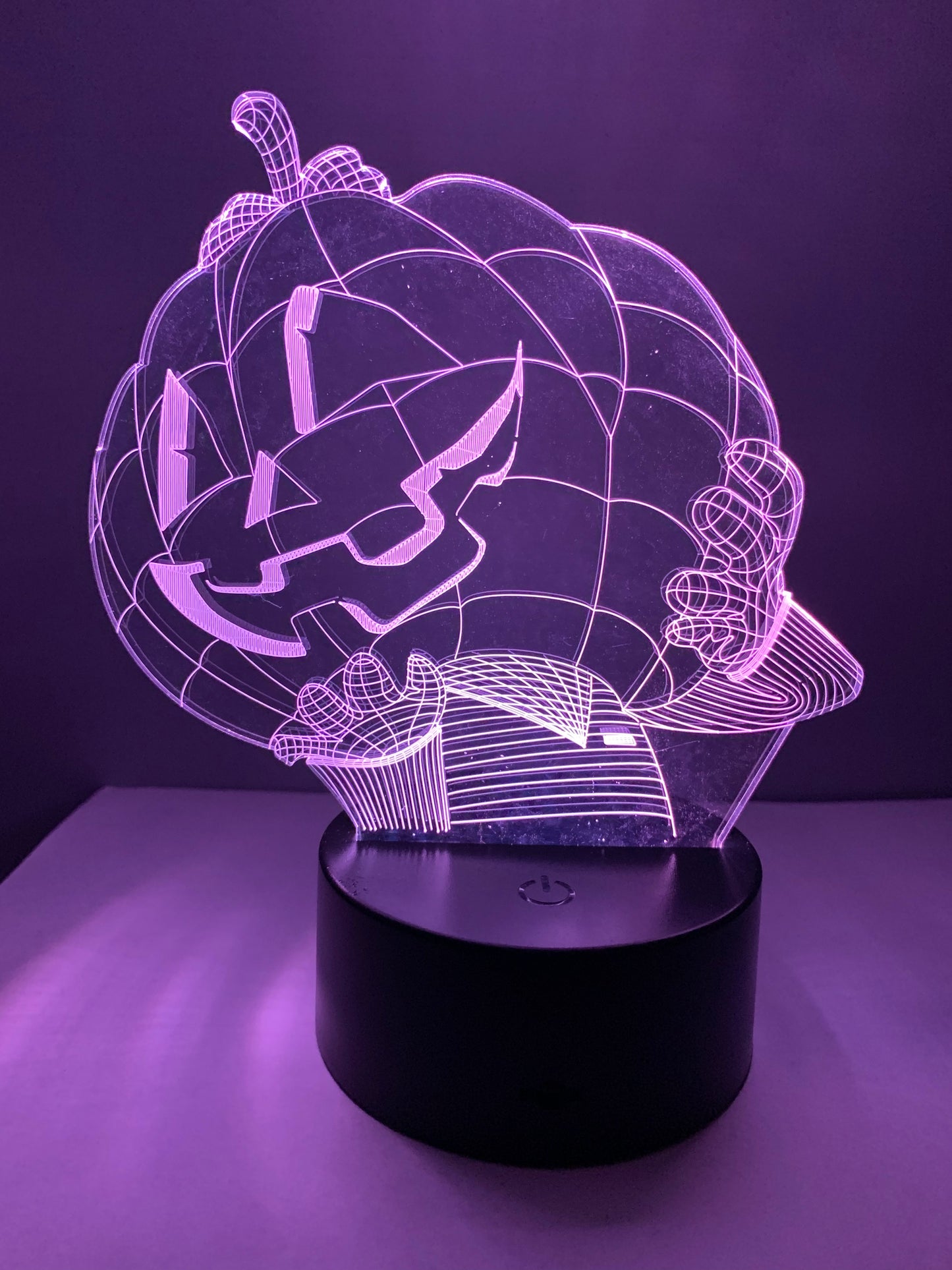 Lampe 3D DEL Tête de Citrouille Halloween