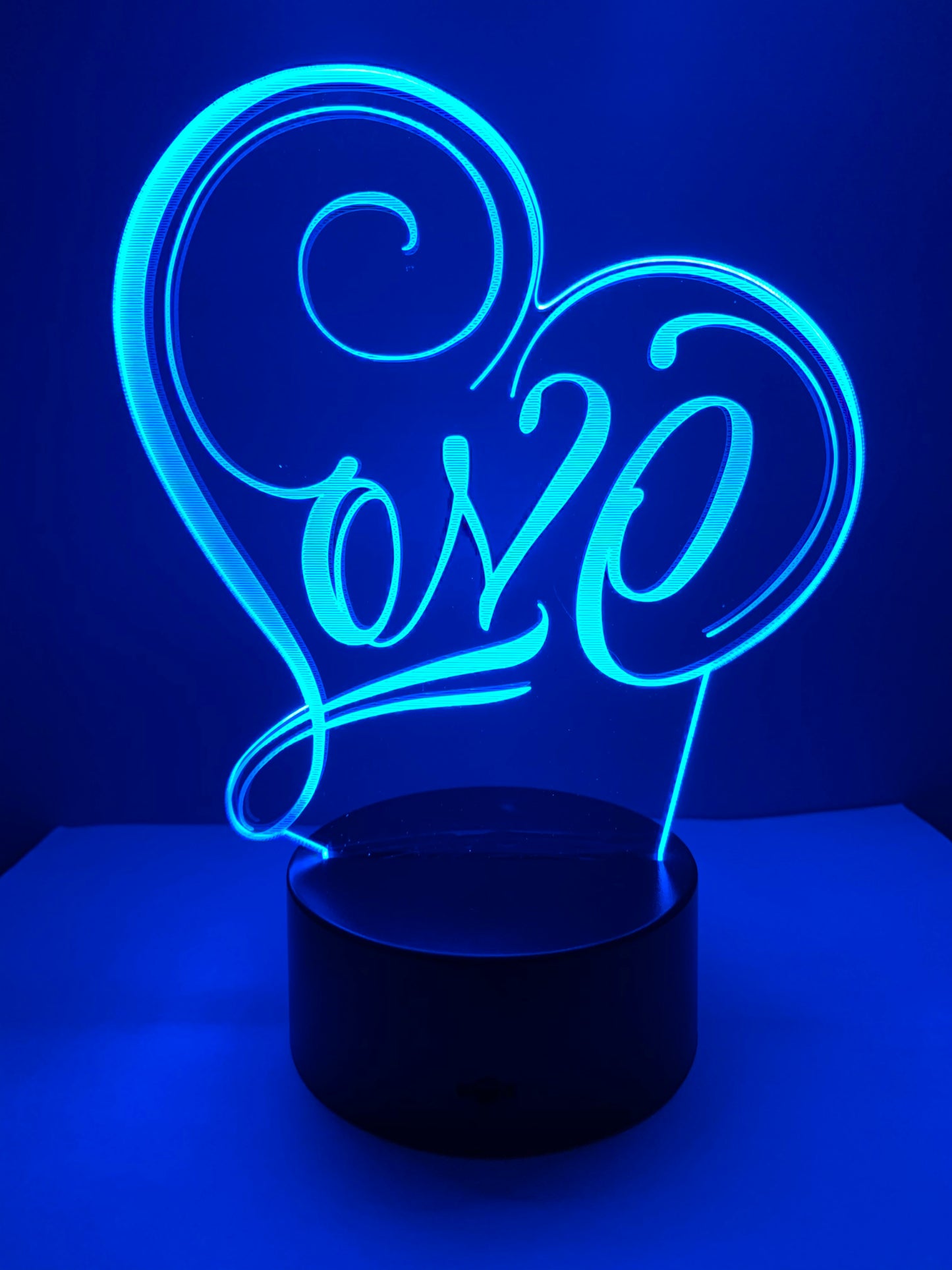 Lampe 3D DEL Coeur Love Amour