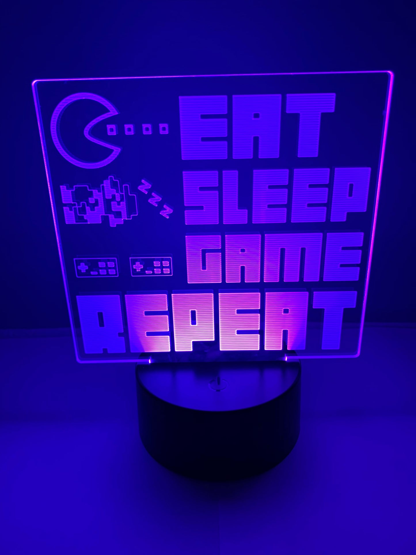 Lampe 3D DEL Eat Game Sleep Repeat