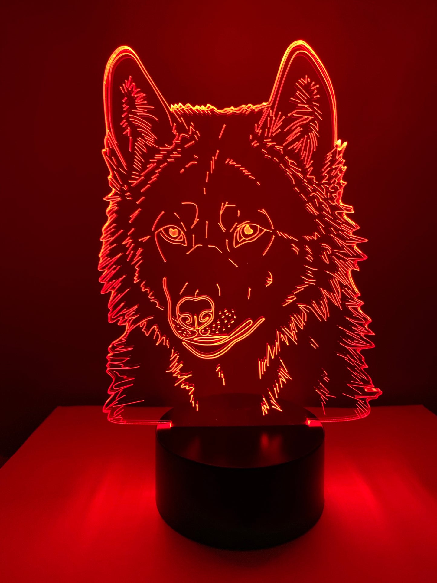 Lampe 3D DEL Tête de Loup (Chien)