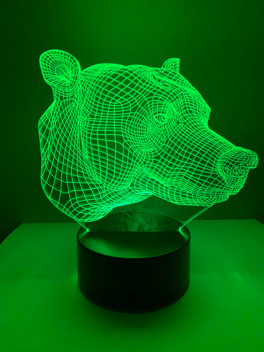 Lampe 3D DEL Tête d’ours