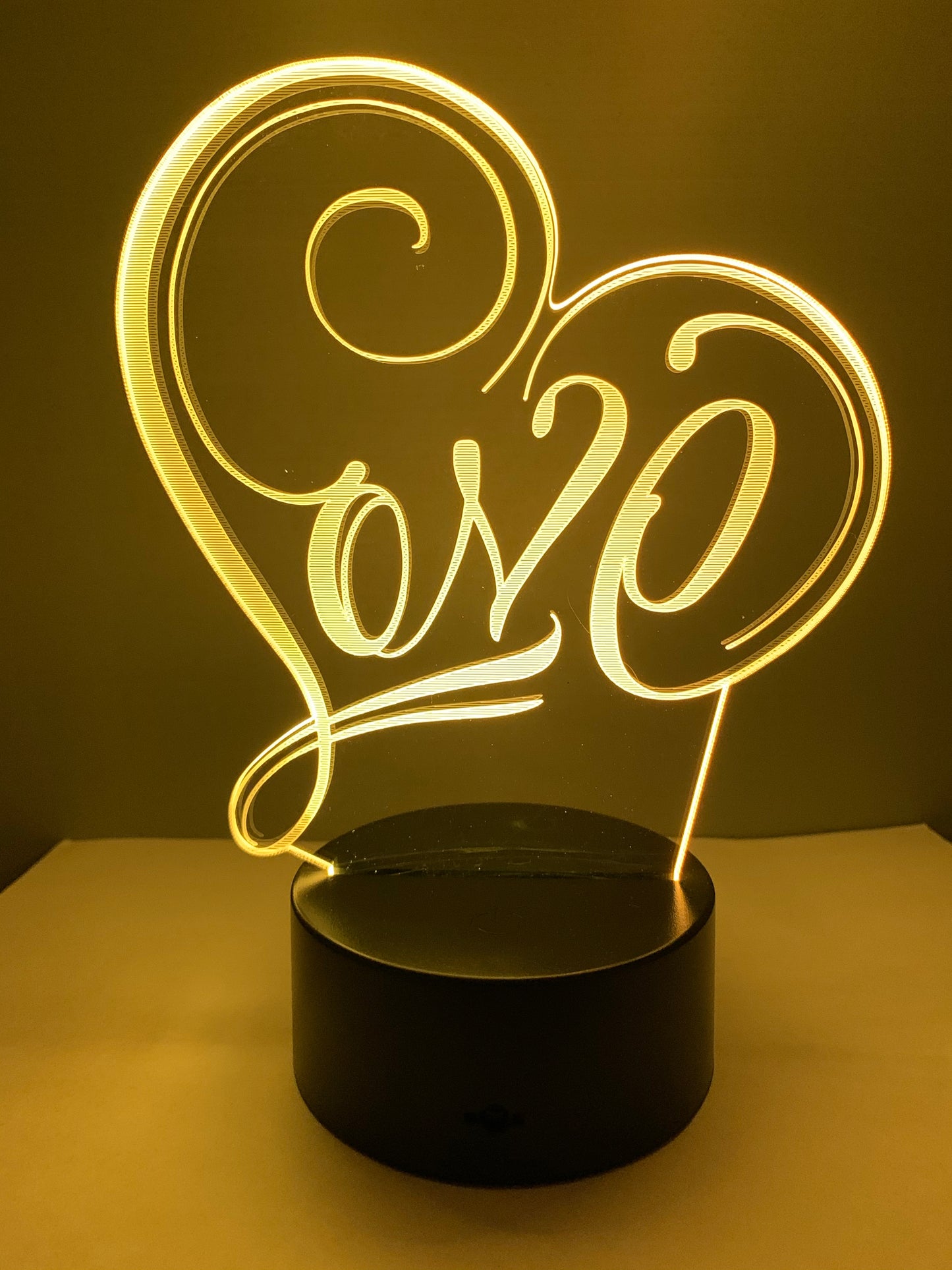 Lampe 3D DEL Coeur Love Amour