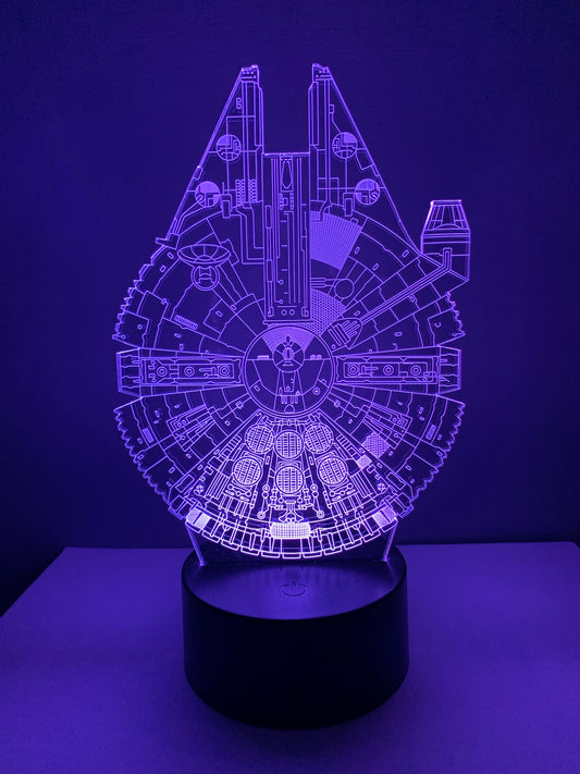 Lampe 3D DEL Faucon Millenium Star Wars
