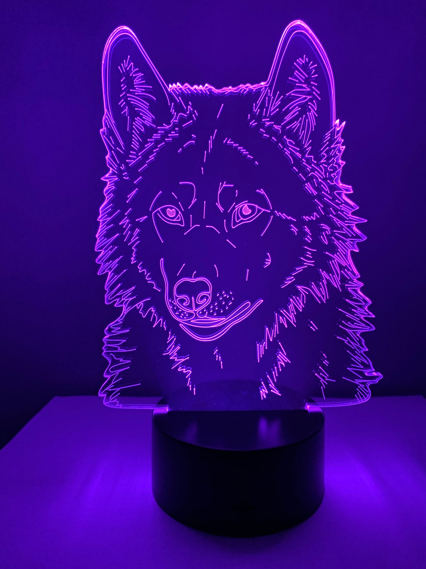 Lampe 3D DEL Tête de Loup (Chien)