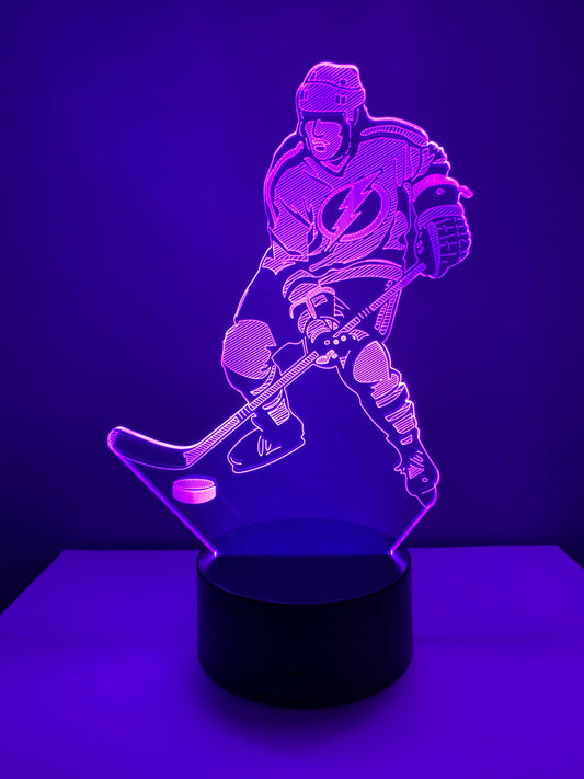 Lampe 3D DEL Joueur hockey Lightning