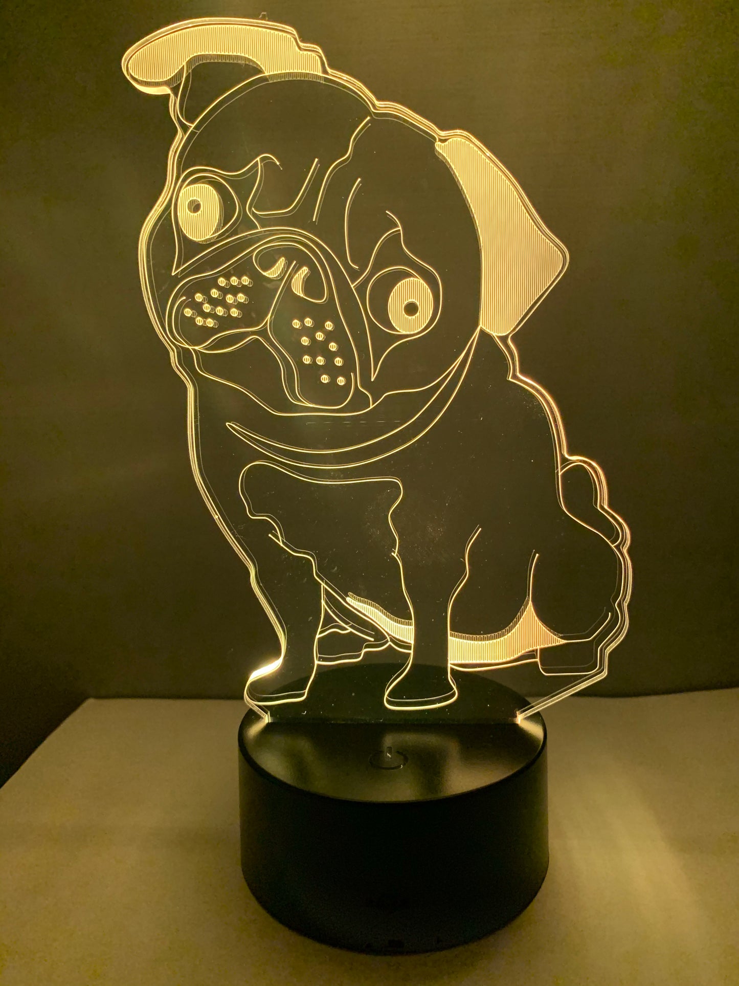 Lampe 3D DEL Chien Carlin
