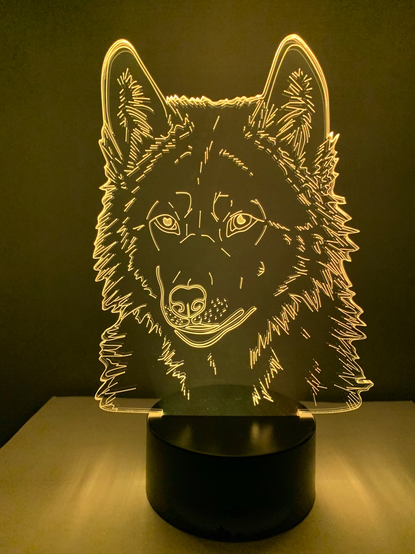 Lampe 3D DEL Tête de Loup (Chien)