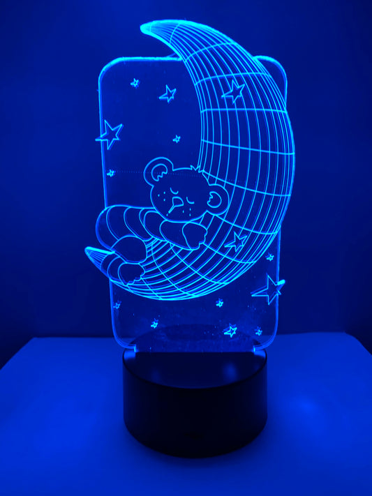Lampe 3D DEL Ourson sur lune
