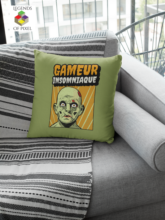Housse de coussin Gameur insomniaque
