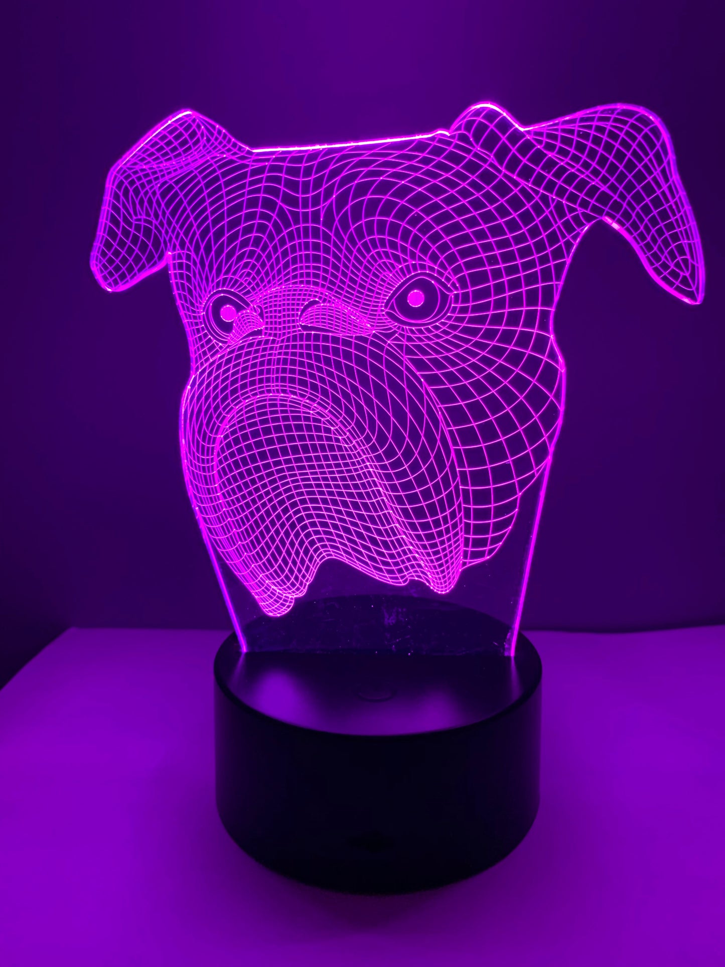 Lampe 3D DEL Tête Chien Bulldog