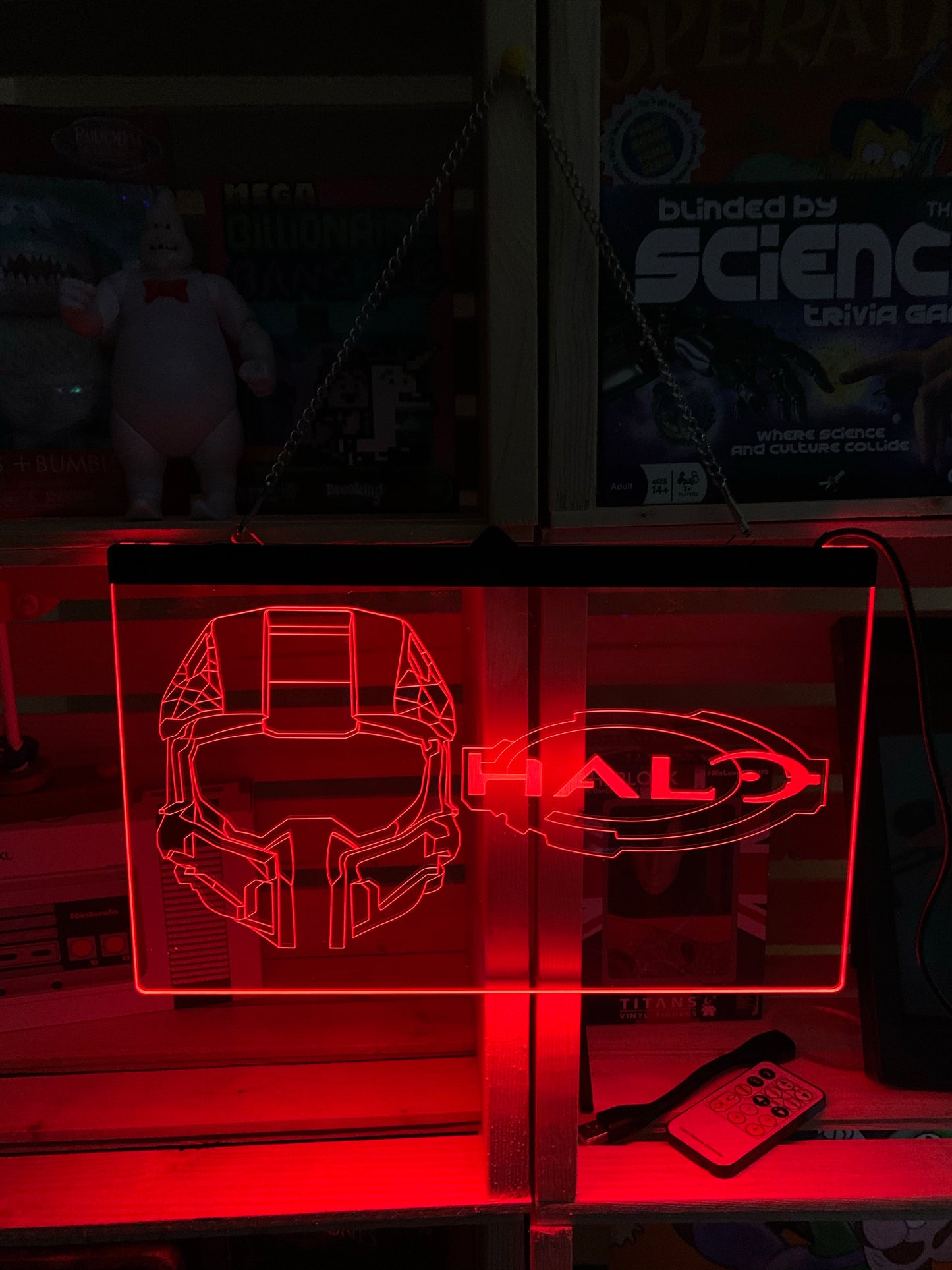 Enseigne DEL Halo Master Chief Xbox avec chaîne