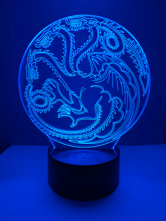 Lampe 3D DEL Dragon Game of thrones House Targaryen