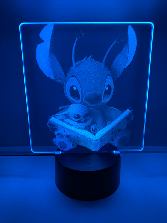 Lampe DEL Photo Réaliste Stitch et Grogu (Bébé Yoda)