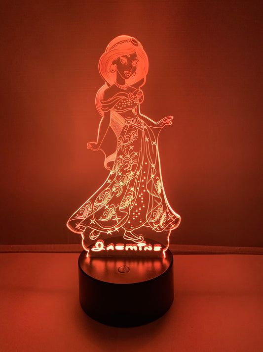 Lampe 3D DEL Princesse Jasmine Aladdin