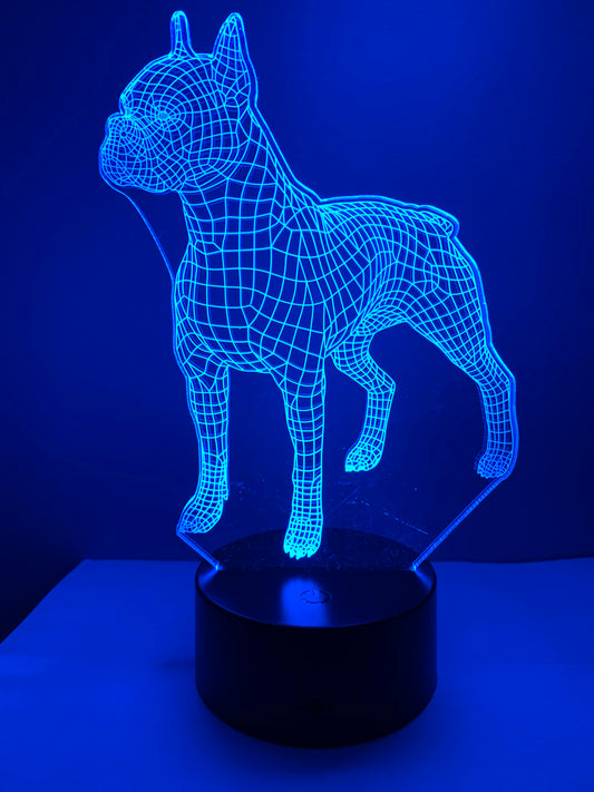 Lampe 3D DEL Chien Boxer