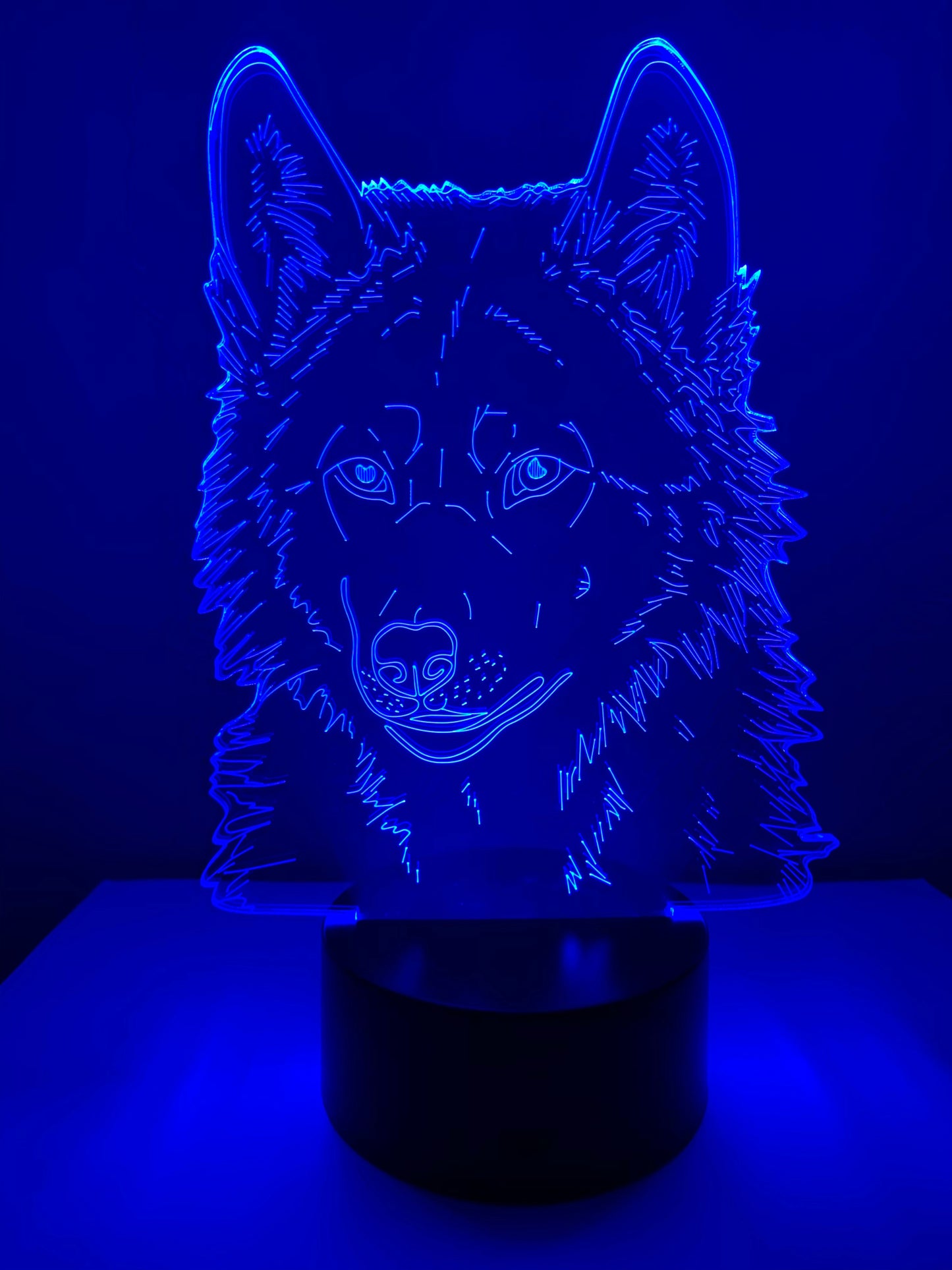 Lampe 3D DEL Tête de Loup (Chien)