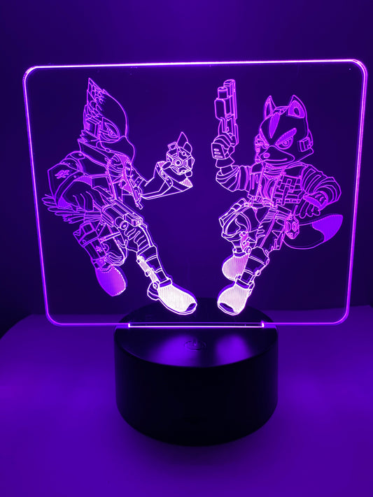 Lampe 3D DEL Fox et Falco Star Fox (Starfox)