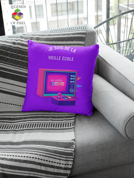 Housse de coussin Je suis de la vieille école (Old School Gamer)