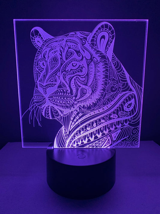 Lampe 3D DEL Tigre (Mosaïque)