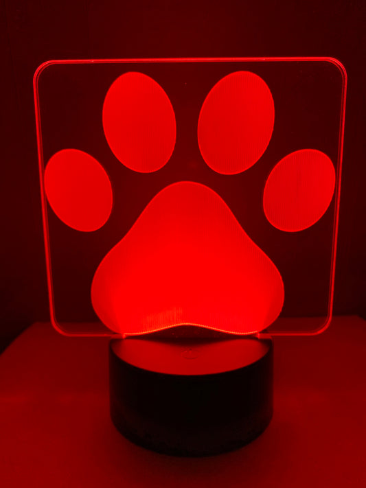 Lampe 3D DEL Patte de chien