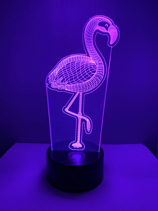 Lampe 3D DEL Flamand Rose