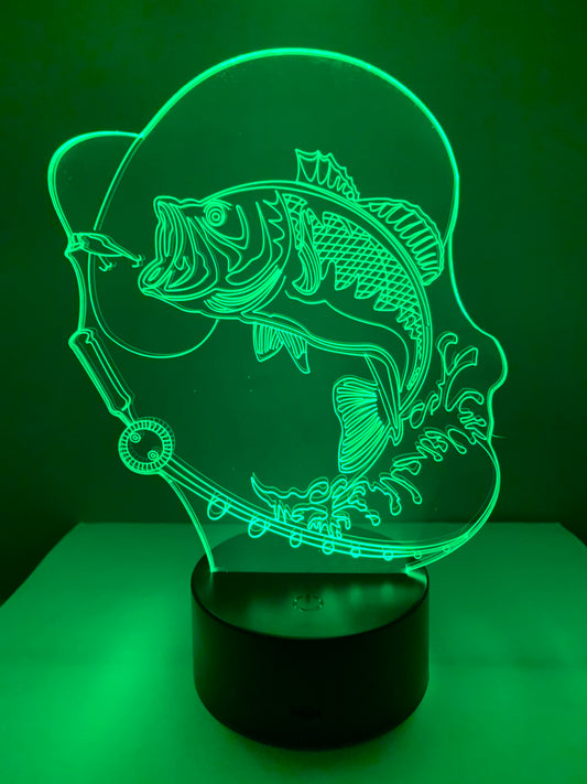 Lampe 3D DEL Pêche Prise d’un poisson